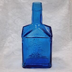Vintage Wheaton Glass Paul Revere Bottle Cobalt Blue 1775 Eagle Americana 8"